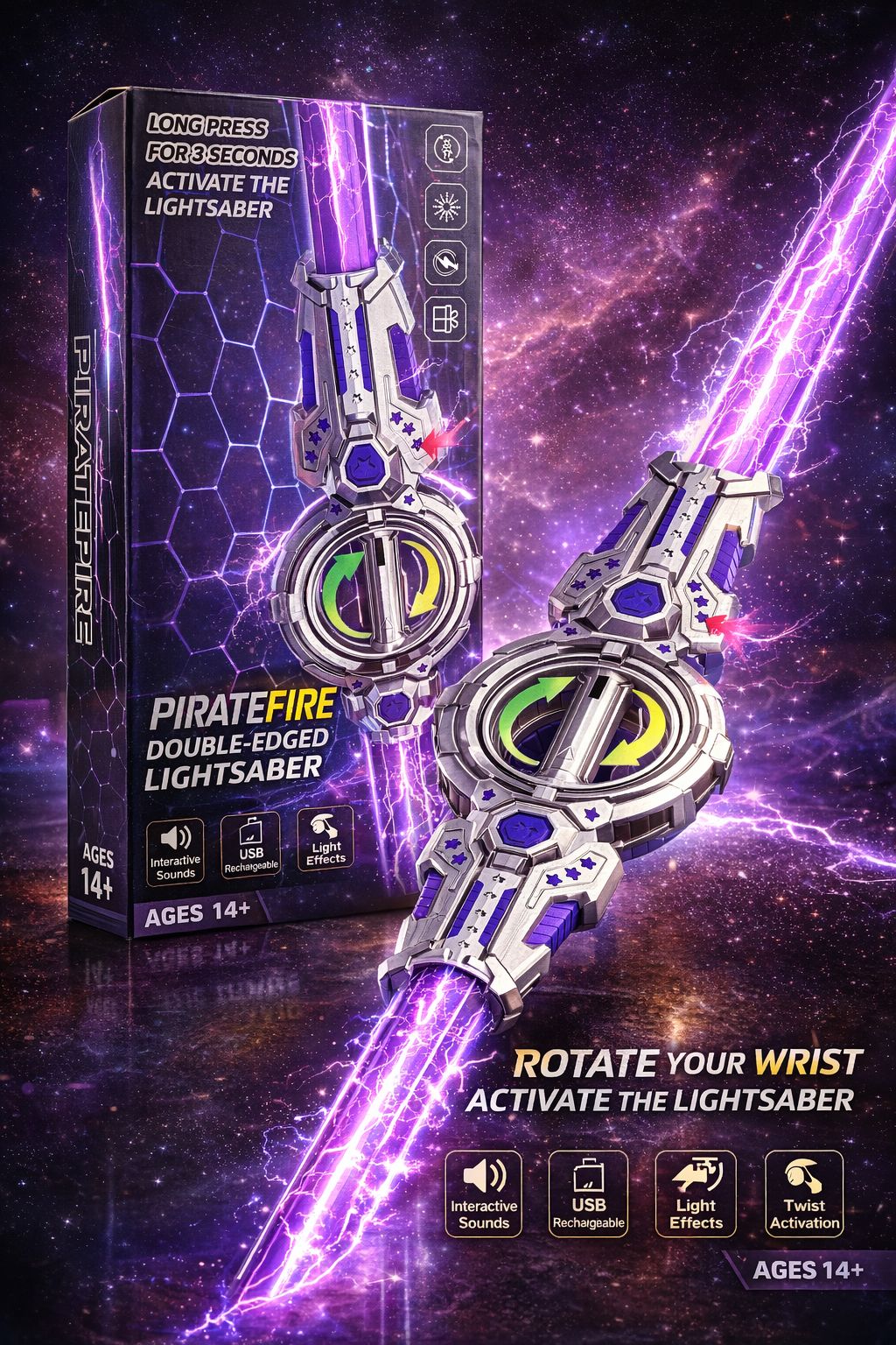 PIRATEFIRE DOUBLE-EDGED LIGHTSABER